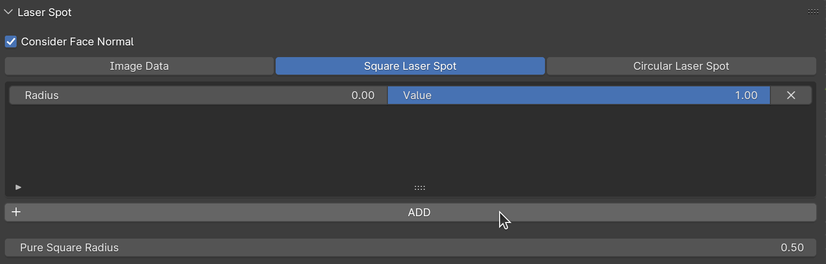 Adding the first control point at the center