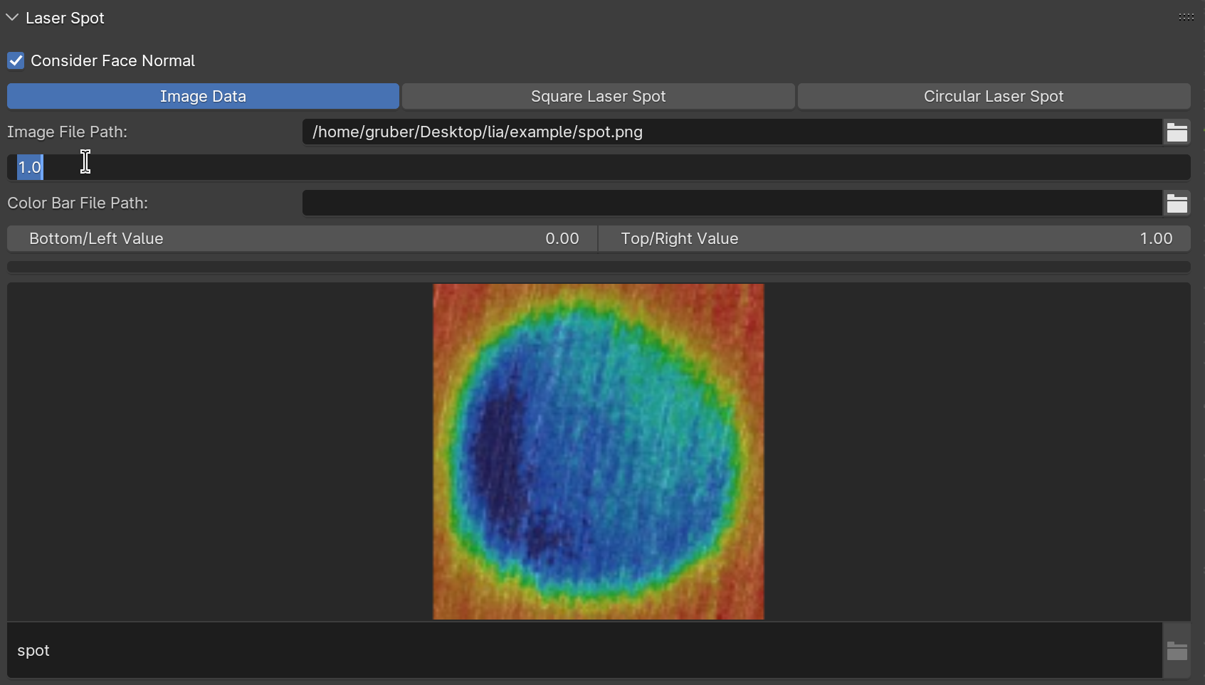 Adjusting the laser spot size