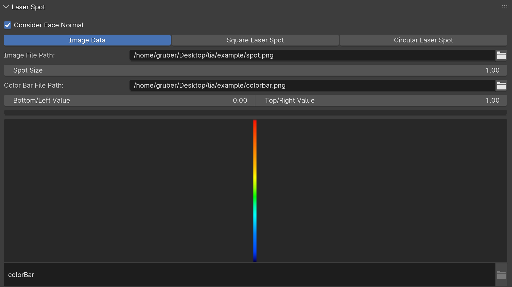 Loading a color bar PNG file - color bar uploaded